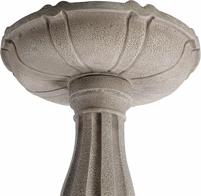 Bird Bath for Outdoor - 26'' Tall Resin Stone Modeling Design Birdbaths, Lightweight and Durable - Enhance Your Outside Garden with This Stunning Water Feature (Ivory White)-VerdiqueGarden
