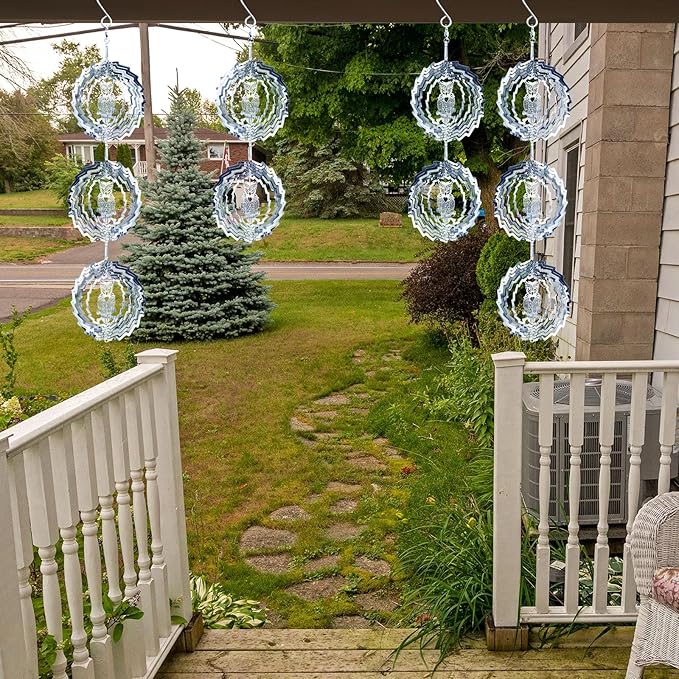 12 PCS Stainless Steel Bird deterrents for Outside,3D Bird Scarer Discs Set Pigeon Deterrent,Bird reflectors to Keep Birds Away Woodpecker Deterrent for House,Crow Deterrent-VerdiqueGarden