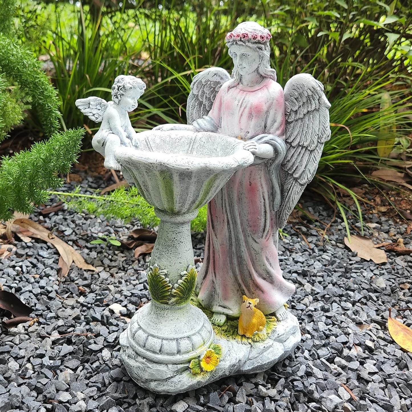 Solar Angel Figurine with Color Changing Light - Resin Statue Ornament for Outdoor Decor, Patio, Lawn and Housewarming Gift-VerdiqueGarden