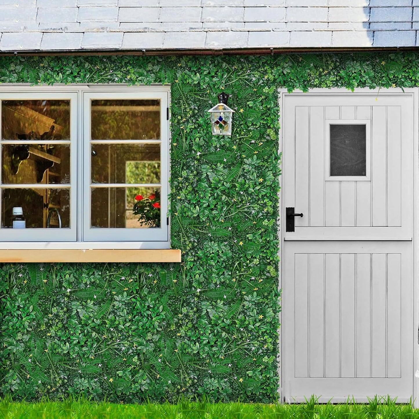 Grass Wall 20"x20" Pack of 16, Artificial Boxwood Panels, Privacy Hedge Fence Screen with UV Protection, Greenery Backdrop for Indoor Home Wedding Decor and Outdoor Garden Backyard-VerdiqueGarden