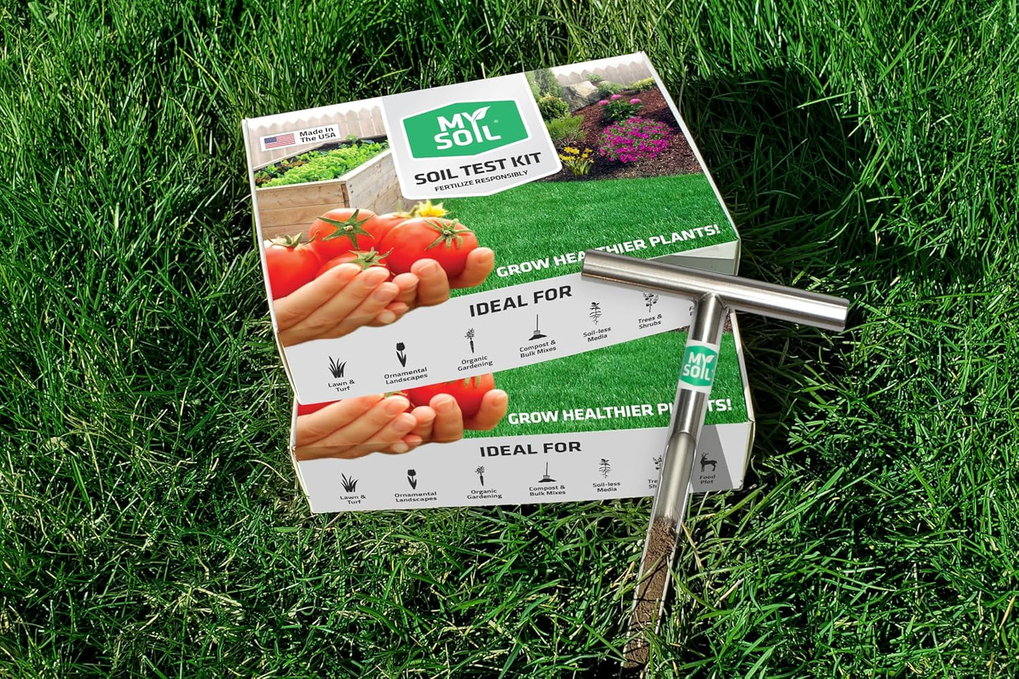 MySoil Test Kit PRO Pack, Unlock Your Lawn & Garden Potential, Complete & Accurate Nutrient and pH Analysis with Recommendations Tailored to Your Soil and Plant Needs | 2 Test Kits + 1 Soil Probe-VerdiqueGarden