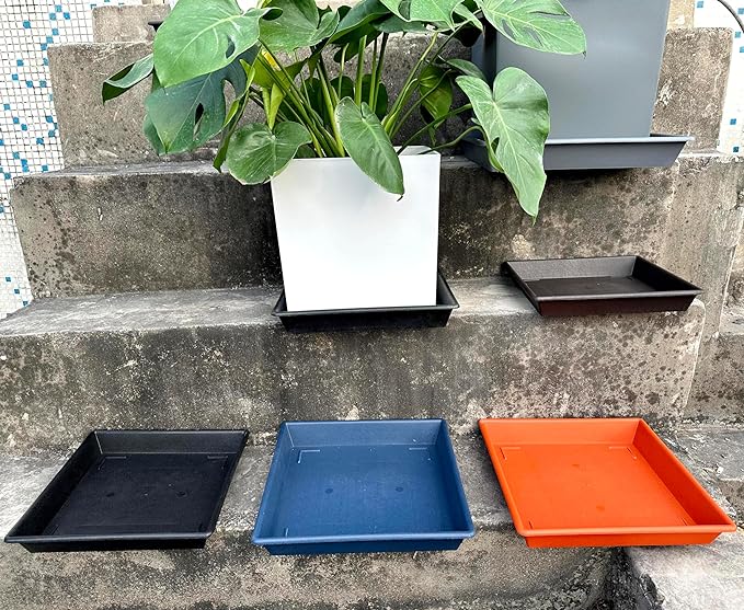 Square Plant Saucer 20 Inch 2 Pack, Large Plant Trays for Pots Heavy Duty Plastic Plant Saucers for Indoors Outdoors, Flower Pot No Holes Terracotta Plant Lover Gardening Gifts-VerdiqueGarden