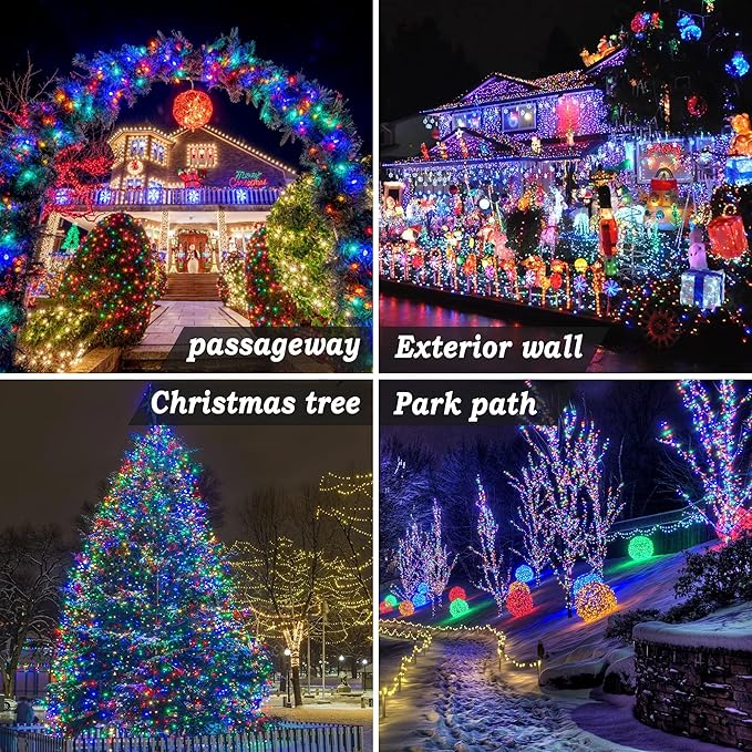 KNONEW 403ft 1000 LED String Lights Outdoor Christmas Lights 8 Modes & Timer Fairy Light Plug in Waterproof LED String Lights for Xmas Yard Tree Wedding Party Holiday Decorations (Multicolor)-VerdiqueGarden