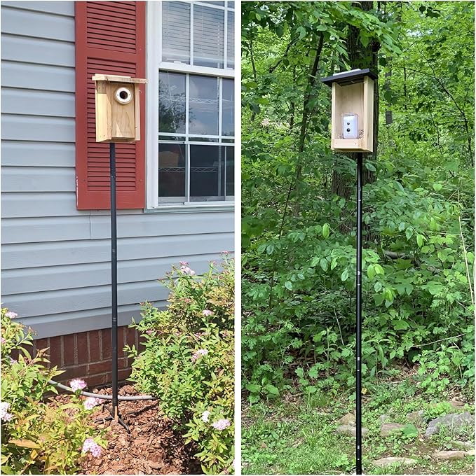 Bird Feeder Pole, 76in Adjustable Bird House Pole for Outdoors, Heavy Duty Smart Feeder Pole Mount Kit for Feeders, Birdhouse, Weather Station, Birdwatching-VerdiqueGarden