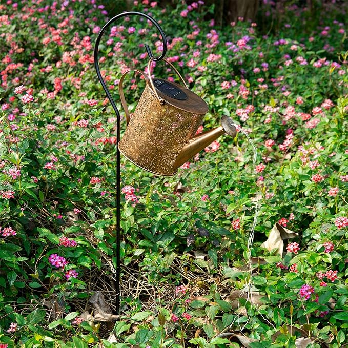 Solar Lights Outdoor Garden Decor, Large Waterproof Watering Can Landscape Lights Outside Decorations for Yard Front Porch Patio Backyard Gardening Gift for Mom Grandma Women Birthday-VerdiqueGarden