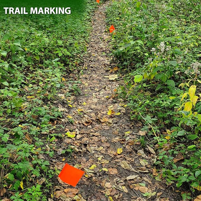 Fluorescent Orange Marking Flags 1000 Pack - 4x5x15 Inch Bulk Yard Flags - Markers For Lawn, Irrigation, Landscaping, Survey & Sprinkler Head Marking-VerdiqueGarden