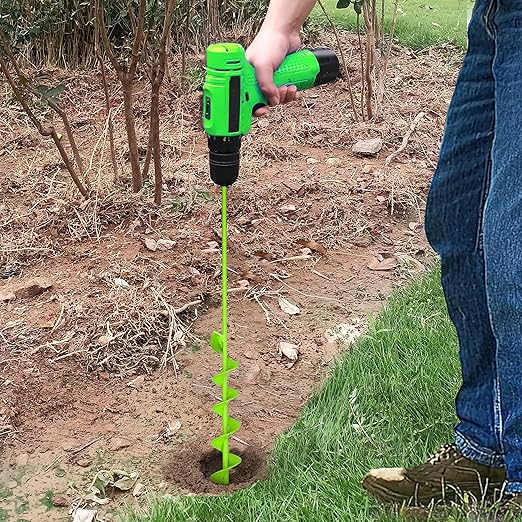 SYITCUN Auger Drill Bit for Planting - 2" X 32" Heavy-Duty Garden Auger Spiral Drill Bit - Bulb Planter Tool & Auger Post Hole Digger - 3/8" Hex Drive Drill-VerdiqueGarden