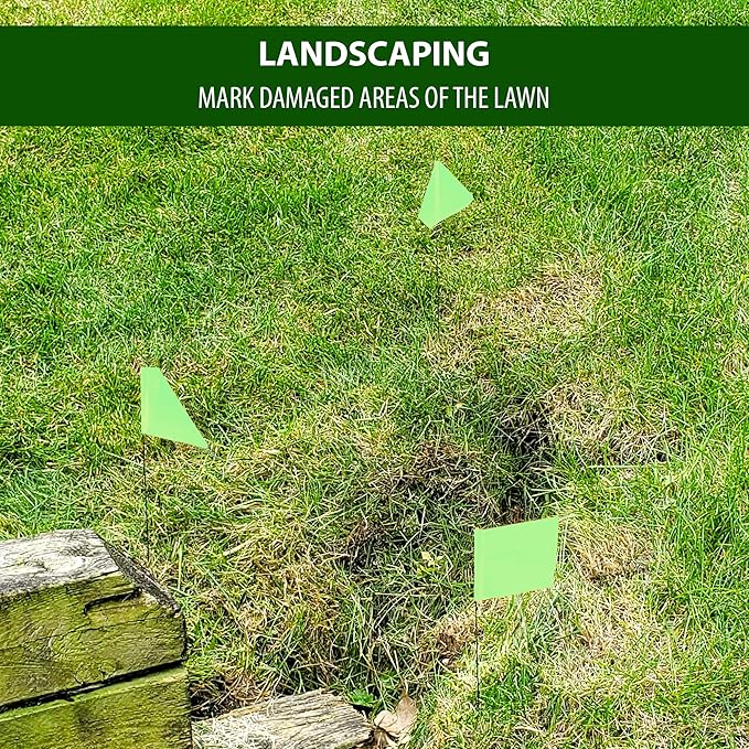 Fluorescent Lime Marking Flags 1000 Pack - 4x5x15 Inch Marker Flags for Outside - Markers For Lawn, Irrigation, Landscaping, Survey & Sprinkler Head Marking-VerdiqueGarden