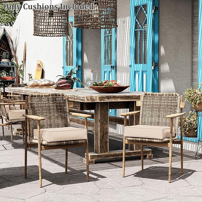 Patio Chair Cushions 18.5 X 16 X 4 Inch Waterproof Outdoor Seat Cushions for Patio Furniture, Outdoor Sofa Couch Pads with Ties & Handle, Set of 2, Sand-VerdiqueGarden