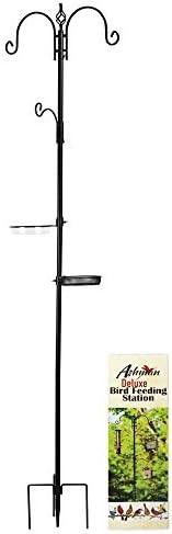 Ashman Deluxe Bird Feeding Station (2 Pack) for Outside - Multi Feeder Pole Stand Kit With 4 Hangers, Bath and 3 Prong Base for Attracting Wild Birds - 22 Inch Wide x 92 Inch Tall-VerdiqueGarden