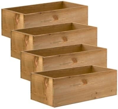 12” Wood Pallet Bin by Make Market - Rustic Crate Boxes for Storage, Decorative Display, Arts & Crafts, Made of 100% Wood - Bulk 4 Pack-VerdiqueGarden