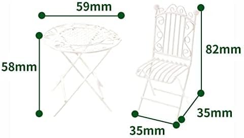 Dollhouse Miniature Bistro Table & Chairs Set Accessories Metal 1:12 Scale Miniatures White Coffee/Tea Furniture Fairy Garden Cute Rustic Elegant Decorations Ornaments (C)-VerdiqueGarden