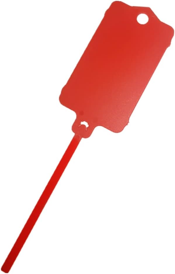 100pcs Reusable Blank Plastic Tags Ties Key Tags 1.45"*2.48" Serrated Tension Sealing Strap with Large Label Plastic Tie Mark Label Waterproof Hang Sign Write on Tag (Red, 100pcs)-VerdiqueGarden