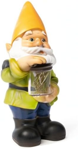 VP Home Jar Garden Gnomes Lawn Gnome with Solar Light Great Addition for Your Garden Solar Powered Knome Gifts for Outside Patio Lawn (Yellow Hat)-VerdiqueGarden