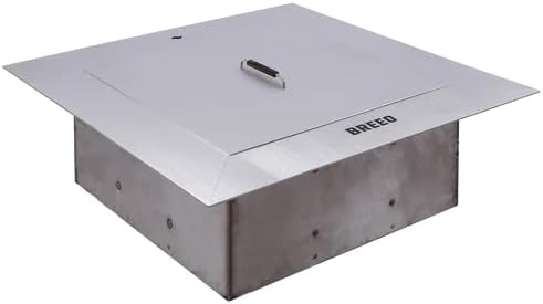Breeo Zentro Stainless Steel Fire Pit Insert - Smokeless Firepit Ring Insert for Outdoor Fire Pit - for Outside Block, Stone, & Concrete Backyard Firepit Surrounds - Lid Included - Square 24"-VerdiqueGarden