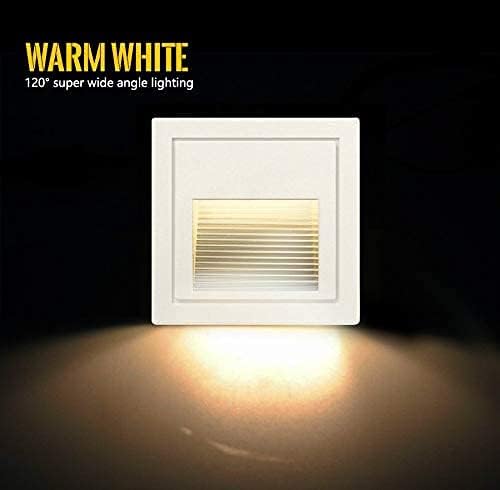 4Pcs 3W LED Step Light, 120V Warm White 3000K IP65 Waterproof Recessed Wall Light, Stair Light Staircase Light Lighting lamp, Inside Outside Garden Balcony Corridor, Aluminum-VerdiqueGarden