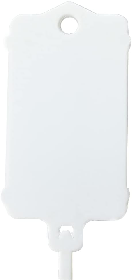 100pcs Reusable Blank Plastic Tags Ties Key Tags 1.45"*2.48" Serrated Tension Sealing Strap with Large Label Plastic Tie Mark Label Waterproof Hang Sign Write on Tag (White, 100pcs)-VerdiqueGarden