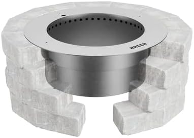Breeo Zentro Stainless Steel Fire Pit Insert - Smokeless Firepit Ring Insert for Outdoor Fire Pit - for Outside Block, Stone, & Concrete Backyard Firepit Surrounds - Lid Included - Round 24"-VerdiqueGarden