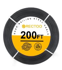 Black 200FT 1/8" T316 Stainless Steel Cable with Cutter, 7x7 Strands Aircraft Wire Rope for Deck Railing, Stair Handrail, Porch Fence, High Strength for Indoor and Outdoor Use-VerdiqueGarden