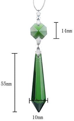 HDCRYSTALGIFTS 25pcs 55mm Green Crystal Icicle Pendant Chandelier Prisms Drops Lamp Candle Holders Curtain DIY Parts-VerdiqueGarden