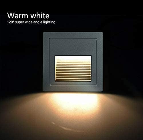 4Pack 3W LED Recessed Light120V Step Lights Warm White 3000K IP65 Waterproof Recessed Wall Light Staircase Light lamp, Inside Outside Garden Balcony Corridor, Aluminum,Grey-VerdiqueGarden