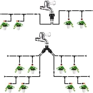1/4 Inch Drip Irrigation Tubing to Faucet Adapter Connector, 2 Way Y Splitter for 3/4" Inch Garden Hose to 1/4 Inch Drip Irrigation Hose-VerdiqueGarden