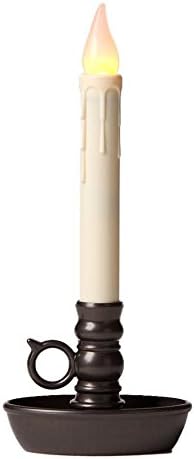 Set of 4 AA Battery Operated Window LED Candle Lamps, Auto Timer, Long Lasting Yellow Flame Bulbs Never Need Replacing, Plastic Construction, Home Accents Holiday Lights, Bronze Base, 9 1/2 H-VerdiqueGarden