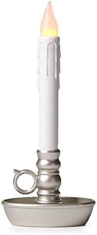 Plow & Hearth Set of 4 AA Battery Operated Window LED Candle Lamps | Auto Timer | Long Lasting Bulbs Never Need Replacing | Holiday Lights | Pewter Base | 9 1/2 H-VerdiqueGarden