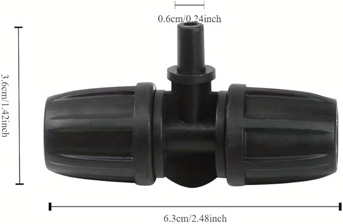 10PCS 5/16 Inch Irrigation Fittings For (5/16" ID X0.43-0.47" OD) Tubing- 1/4 inch Irrigation Tubing, Anti-Drop Locked Barbed Reducing Tee For Drip Hose (BLACK)-VerdiqueGarden