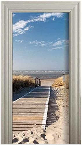 3D Door Stickers Murals Peel and Stick - Jetty to The sea - Door Wallpaper Self-Adhesive Door Decals Removable PVC Waterproof Door Poster for Bedroom Living Room Door Decoration 35.4"x78.7"-VerdiqueGarden