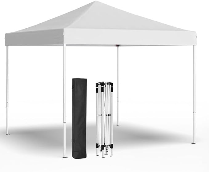 10x10ft Pop Up Canopy Tent,Heavy Duty Waterproof Folding Tent for Camping Parties Events Parties,Outdoor Canopy,Portable Sun Shelter,3 Adjustable Height(White)-VerdiqueGarden