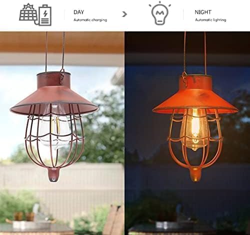 YAKii 6 Pack Solar Lantern Hanging Waterproof Outdoor Metal Solar Lamp with Warm White Light Decorate for Yard Garden Pathway Patio Porch (Red)-VerdiqueGarden