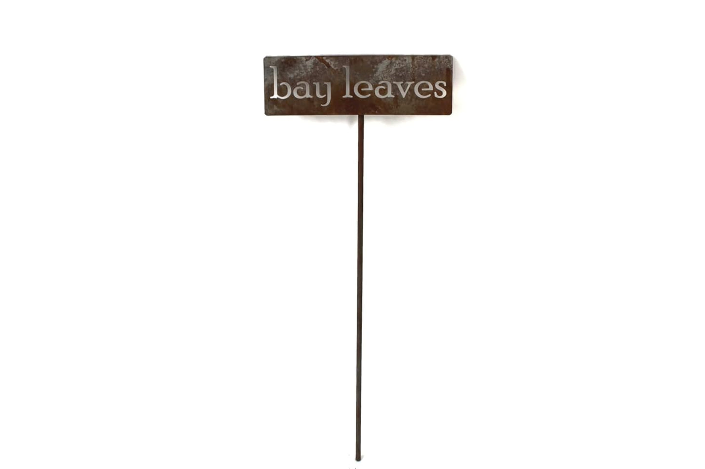 Classic Metal Garden Markers 19 Inches Tall (bay leaves, Naturally Rusted)-VerdiqueGarden