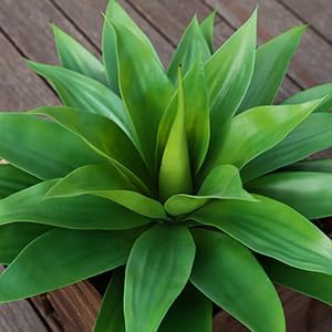 Artificial Plants Outdoor,UV-Resistant Fake Agave Succulent Plant 17 Inch Small Size Faux Succulents Stems for Indoor Realistic & Natural Home Decor Plants for Office Housewarming 2Pack-VerdiqueGarden
