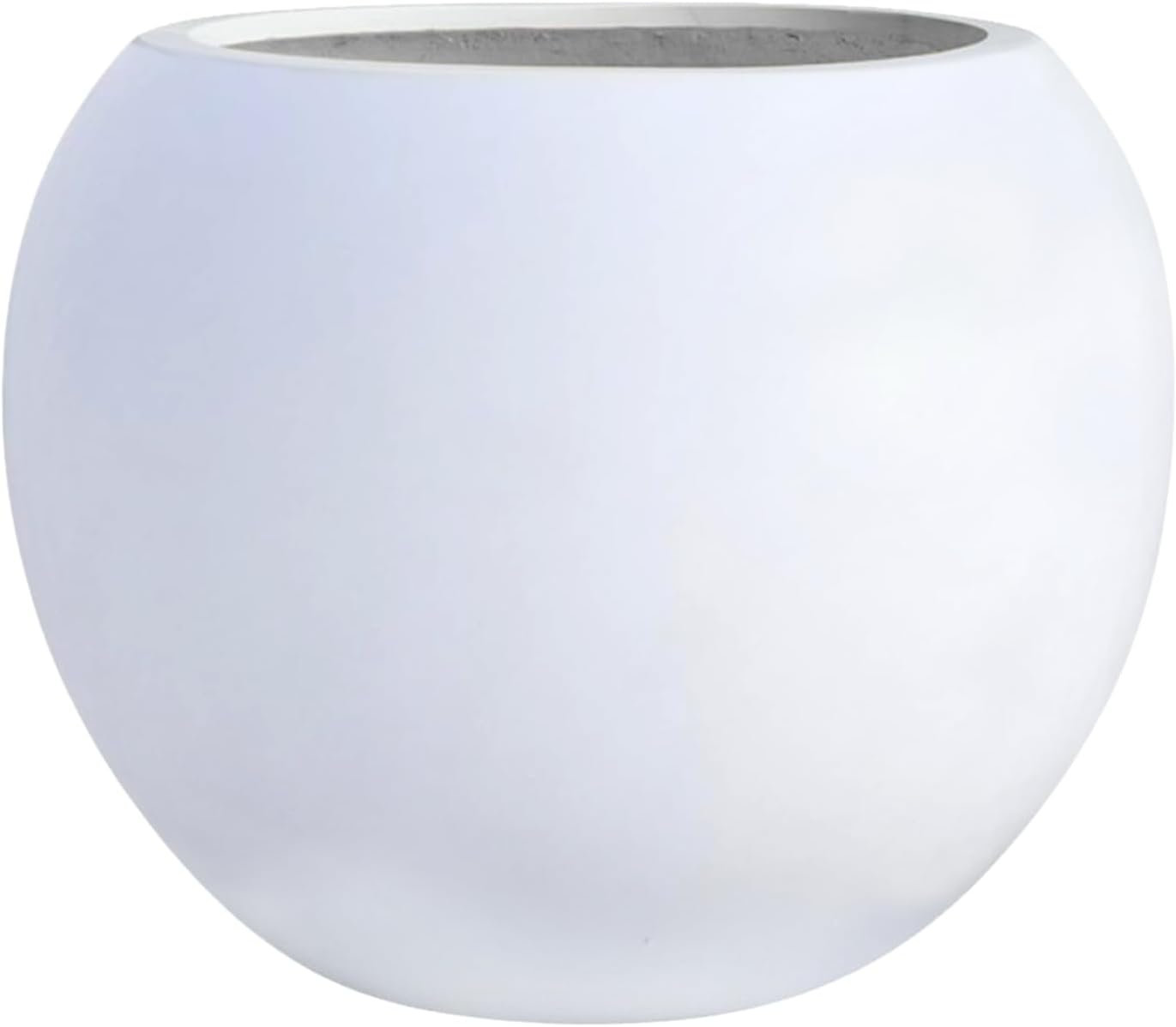 12.8" H x 16" D Globo Fiberstone Round Planter with Drainage Hole, Weather Resistant, Smooth Finish, Planters for Indoor Plants & Outdoor, 2 Extra Coco Mats (White, 10.7" Pot Opening)-VerdiqueGarden