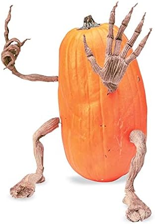 Plow & Hearth Set of 4 Bendable Pumpkin Arms and Legs | Create Whimsical Halloween Decor | Spooky Vine Design | Includes 2 arms and 2 Legs, Iron, Orange-VerdiqueGarden