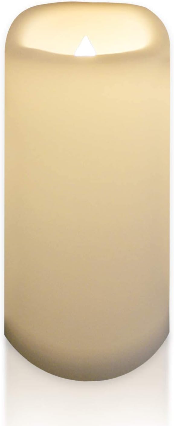 CANDLE CHOICE Waterproof Outdoor Battery Operated Flameless Candle Remote Timer Large Tall White Plastic Realistic Flickering Electric LED Pillar Lantern Garden Wedding Christmas Decorations 4”Dx10”H-VerdiqueGarden