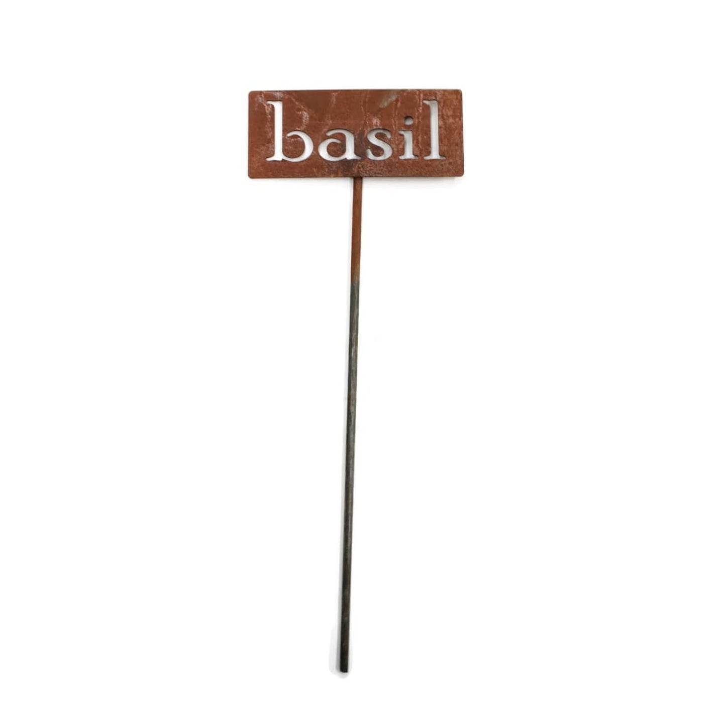Classic Metal Garden Markers 19 Inches Tall (basil, Naturally Rusted)-VerdiqueGarden