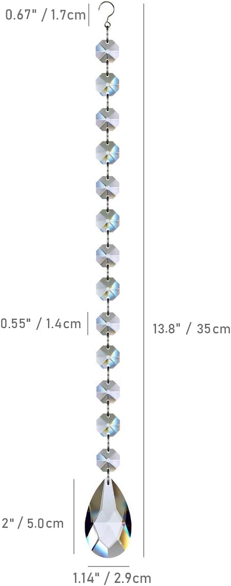 1ft 8pcs Teardrop Crystals Garland, Hanging Chandelier Crystals Prism Beads Chain for Wedding Home Decoration Clear GOLDENHAITAI-VerdiqueGarden