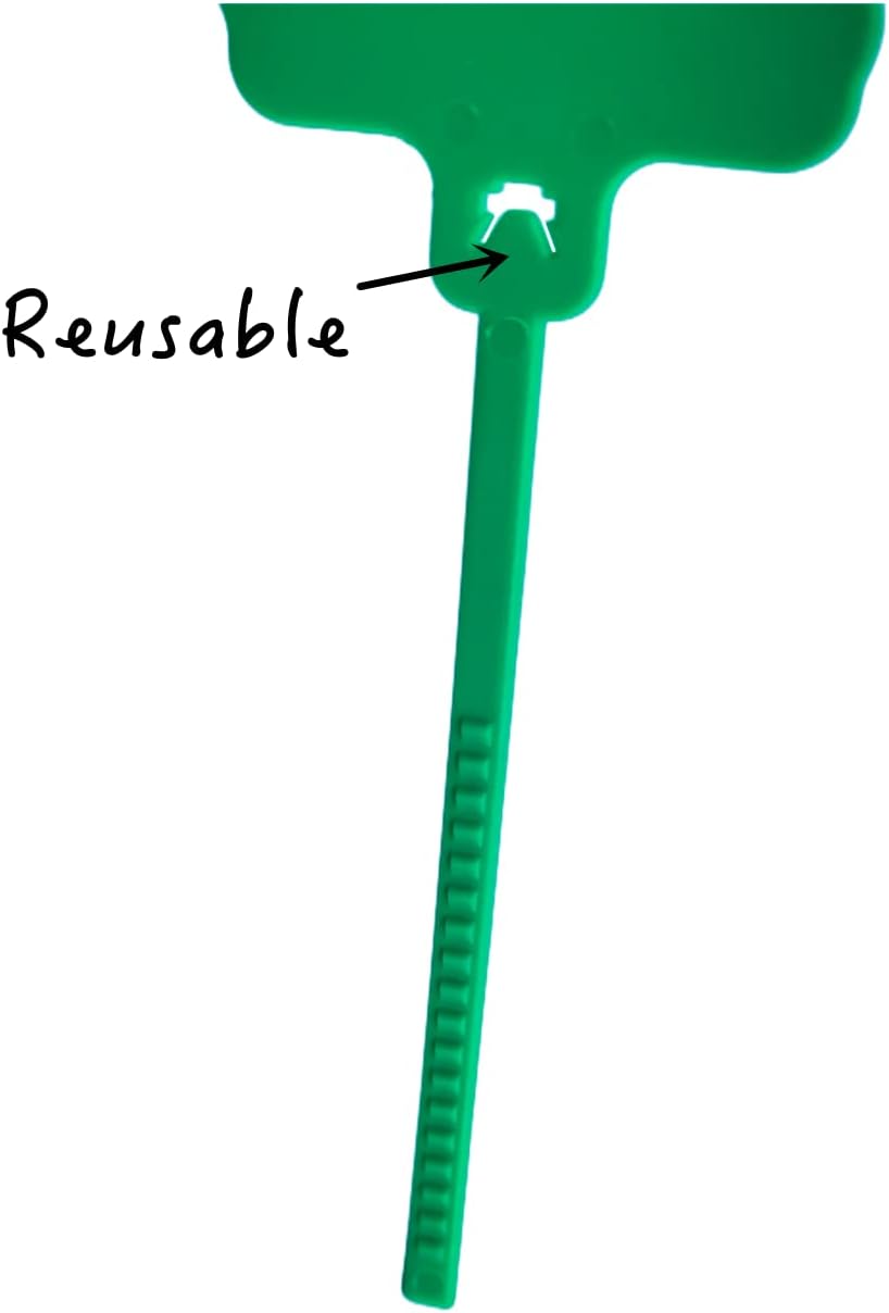 100pcs Reusable Blank Plastic Tags Ties Key Tags 1.45"*2.48" Serrated Tension Sealing Strap with Large Label Plastic Tie Mark Label Waterproof Hang Sign Write on Tag (Green, 100pcs)-VerdiqueGarden
