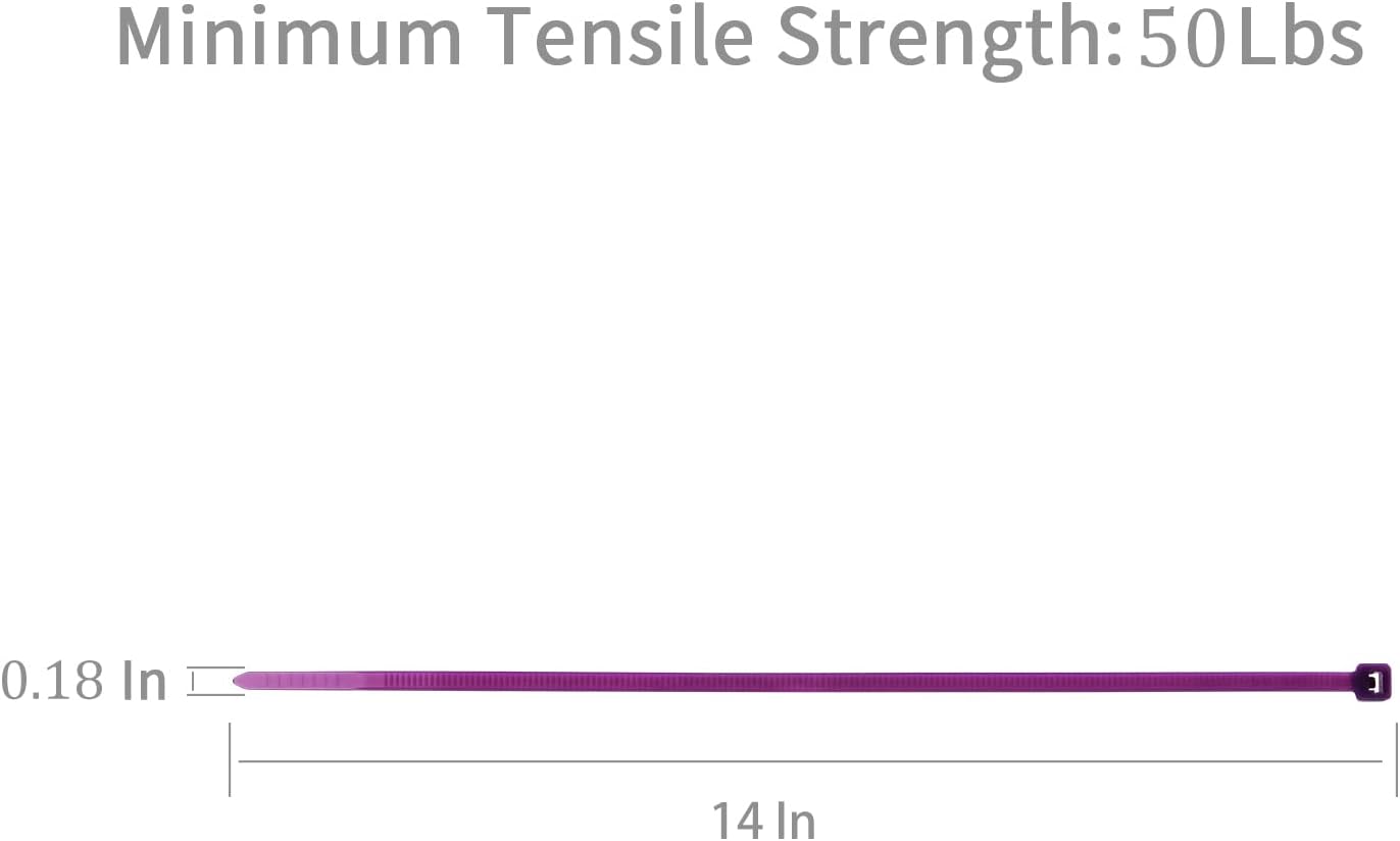 XINGO 100PCS Cable Zip Ties Heavy Duty, Premium Nylon Plastic Wire Ties with 50 Pounds Tensile Strength, Self-Locking Black Nylon Zip Ties for Indoor and Outdoor (14 inch, Purple)-VerdiqueGarden