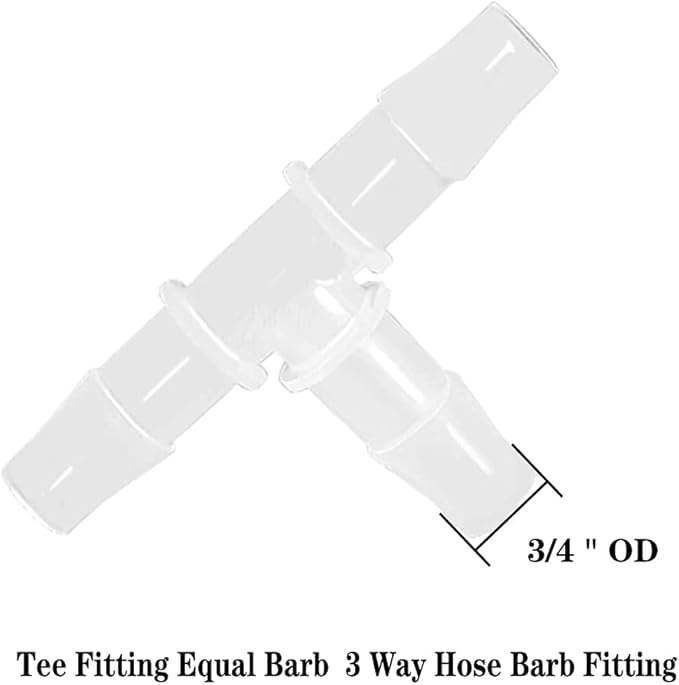3/4" Tee Fitting Equal Barb 3 Way Hose Barb Fitting Splicer Joint Mender Adapter Union Fitting for Fuel Gas Liquid Air (Pack of 5)-VerdiqueGarden