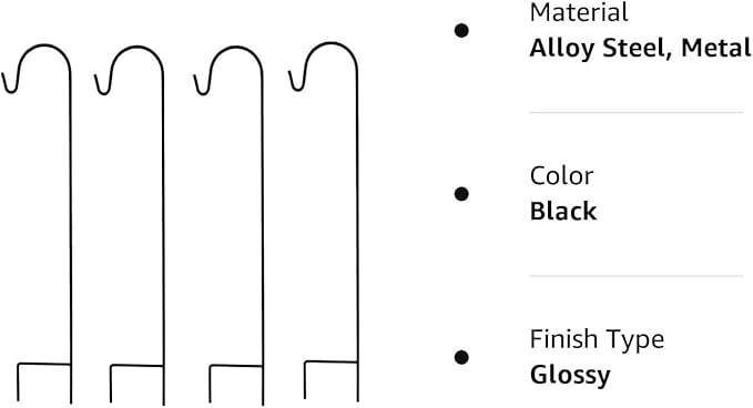 Ashman Shepherd's Hooks 35 Inch (40 Per Pack), Black, Made of Premium Metal for Hanging Solar Lights, Bird Feeders, Mason Jars, Christmas Lights, Lanterns, Garden Stakes and Wedding Décor.-VerdiqueGarden