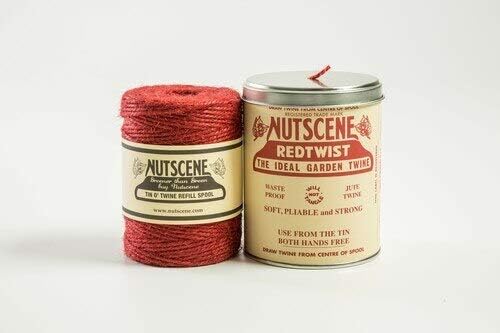 NUTSCENE Iconic Tin (Tin ‘O’ Twine) with Their Heritage Scottish Jute Twine and Hole in Top for Easy Dispensing. 14 Colors to Choose from. 164 Yards. (Red)-VerdiqueGarden