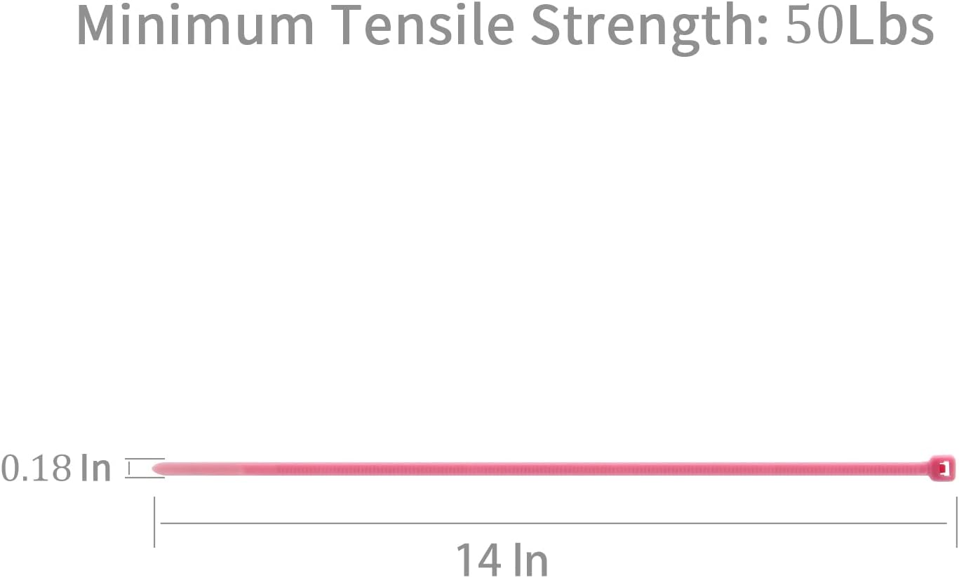 XINGO 100PCS Cable Zip Ties Heavy Duty, Premium Nylon Plastic Wire Ties with 50 Pounds Tensile Strength, Self-Locking Black Nylon Zip Ties for Indoor and Outdoor (14 inch, Pink)-VerdiqueGarden