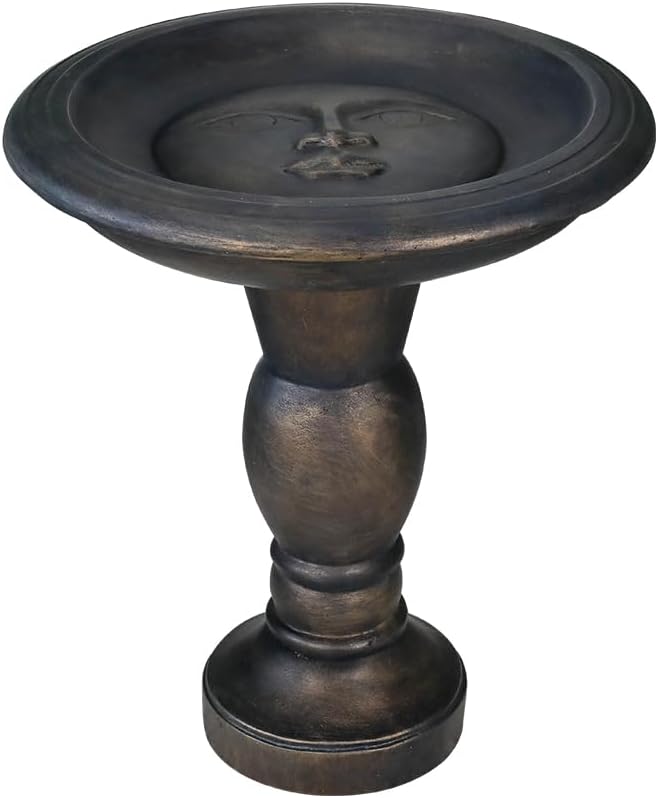 SKYFIRE 22-Inch Fibre Reinforced Concrete Pedestal Floor Fountain and Bird Bath Outdoor Decor for Garden, Patio, Lawn, Backyard - 20”L X 20”W X 22”H Antique Pedestal Birdbath-VerdiqueGarden
