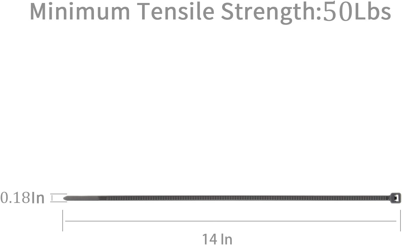 XINGO 100PCS Cable Zip Ties Heavy Duty, Premium Nylon Plastic Wire Ties with 50 Pounds Tensile Strength, Self-Locking Black Nylon Zip Ties for Indoor and Outdoor (14 inch, Silver)-VerdiqueGarden