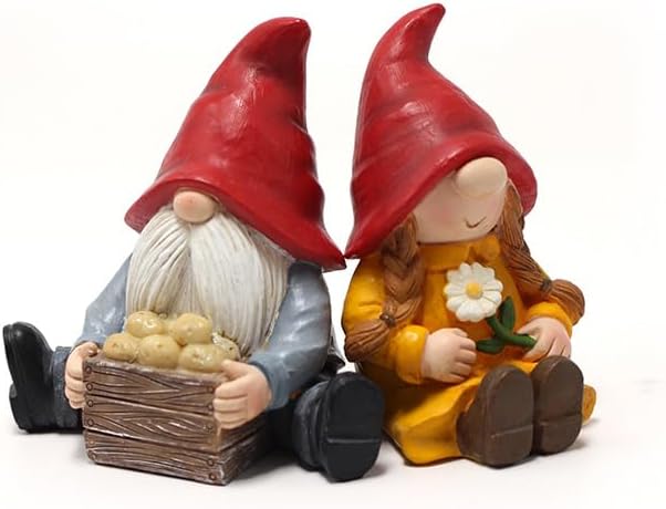 2 PCS Funny Garden Gnome Statues, Creative Resin Dwarf Sculptures, Outdoor Yard Decor, Gnomes Tree Faces for Lawn, Patio, Porch, Miniature Fairy Garden Accessories, Novelty Gift for Indoor/Outdoor Use-VerdiqueGarden