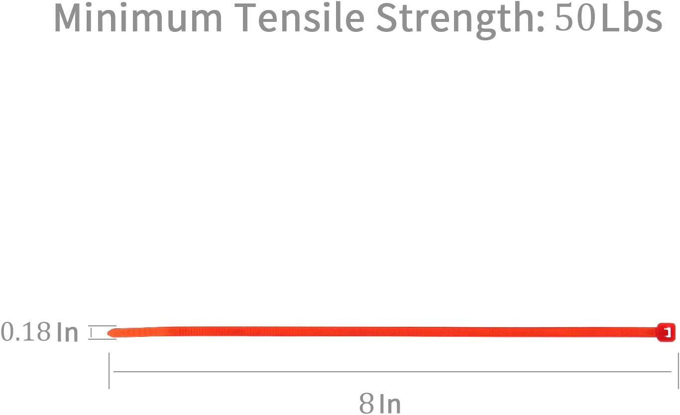 XINGO 100PCS Cable Zip Ties Heavy Duty, Premium Nylon Plastic Wire Ties with 50 Pounds Tensile Strength, Self-Locking Black Nylon Zip Ties for Indoor and Outdoor (8 inch, Red)-VerdiqueGarden