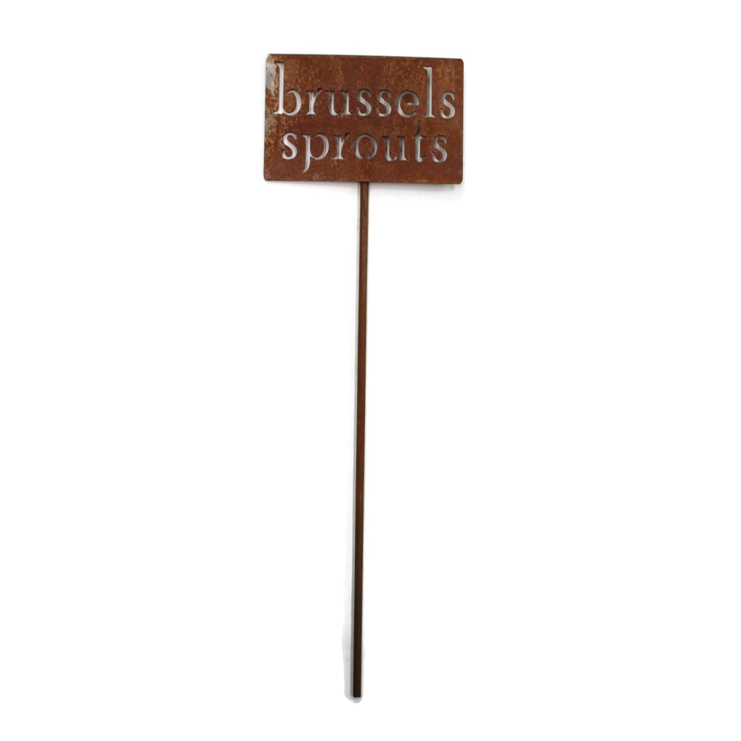 Classic Metal Garden Markers 19 Inches Tall (brussels sprouts, Naturally Rusted)-VerdiqueGarden